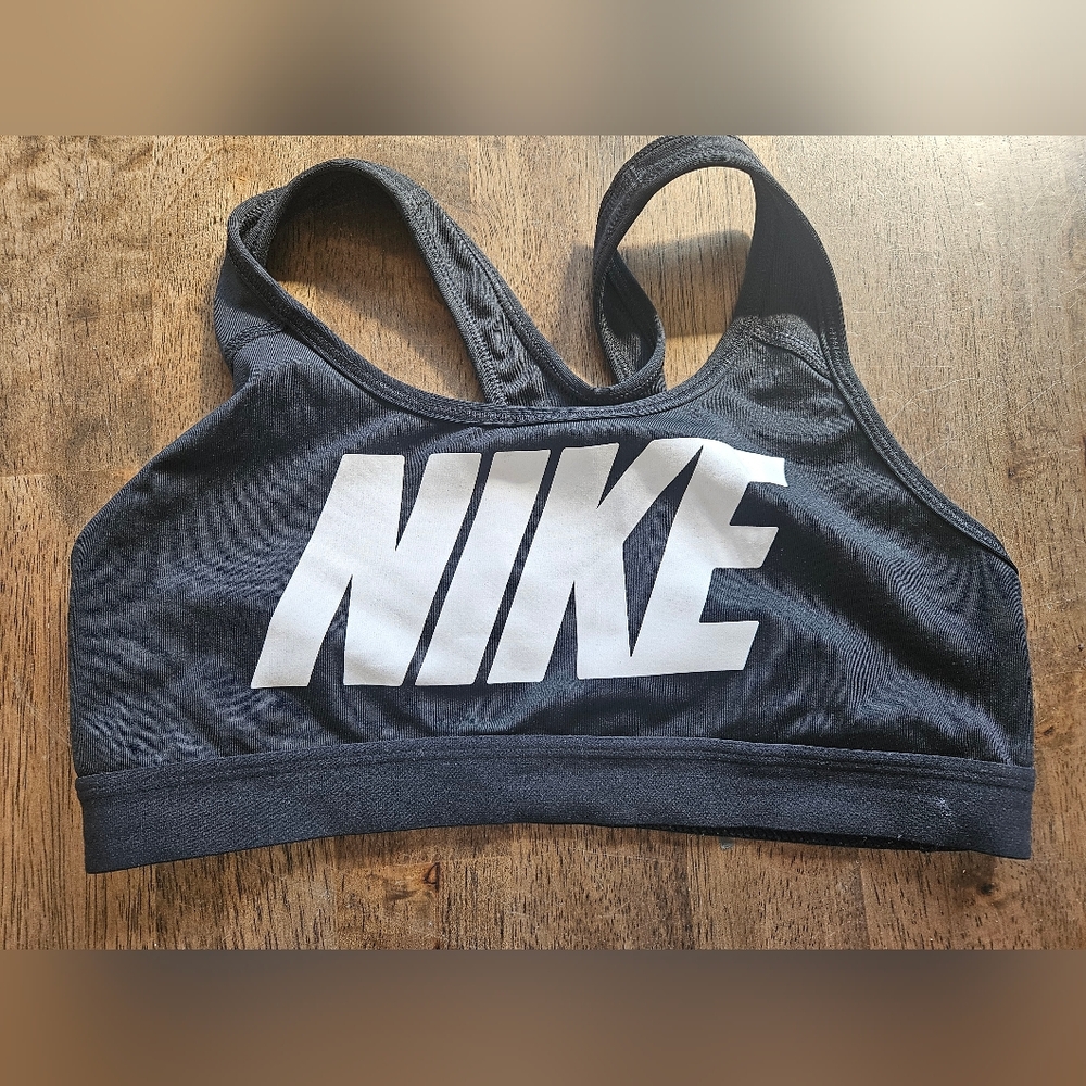 Nike Black Sports Bra with White Logo